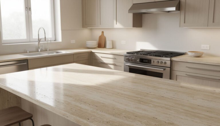 Découvrez les nombreux avantages du plan de travail en travertin : esthétique, durable et facile à entretenir, il apporte une touche naturelle et élégante à votre cuisine.