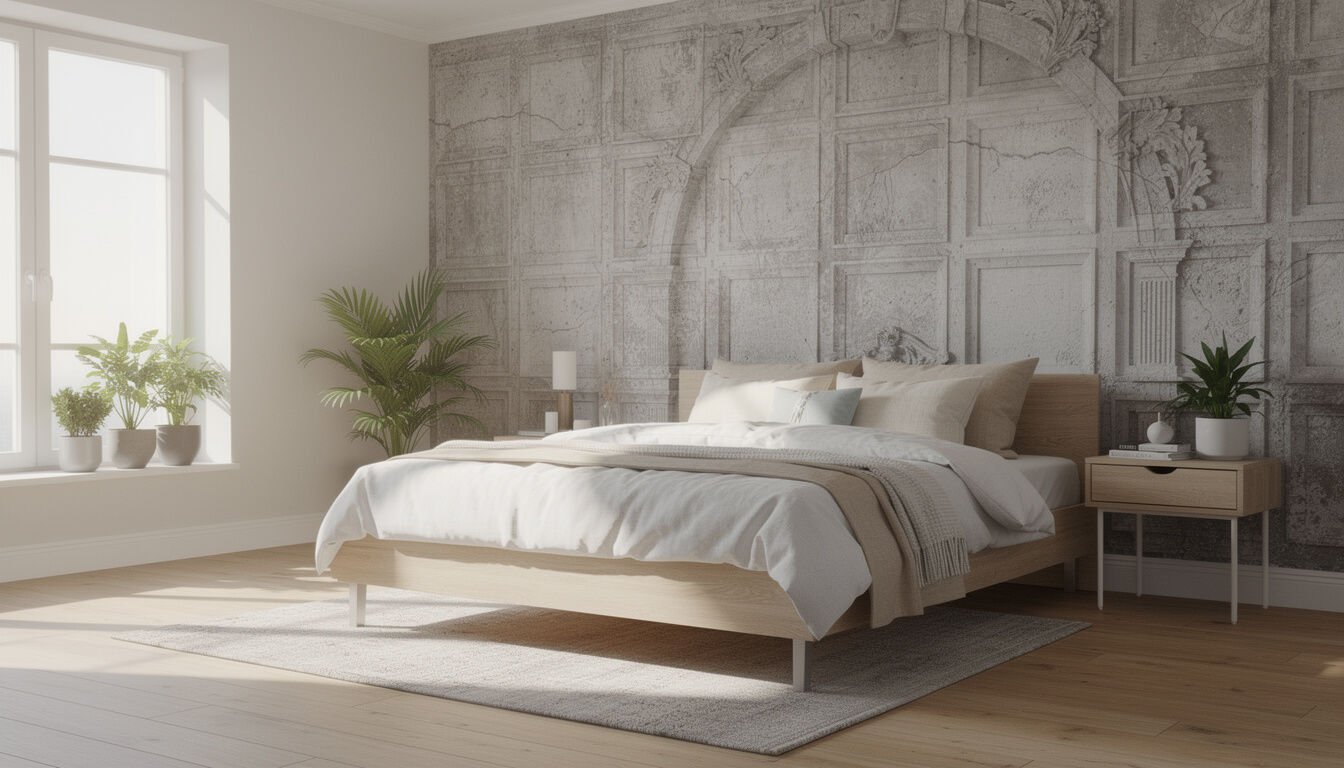 Découvrez des idées déco pour poser du papier peint trompe-l'œil tête de lit avec Leroy Merlin, pour un intérieur original et élégant.